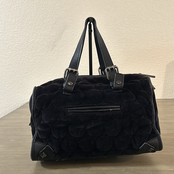 Juicy Couture Black Velvet Quilted Satchel Y2K Vintage - Picture 2 of 9